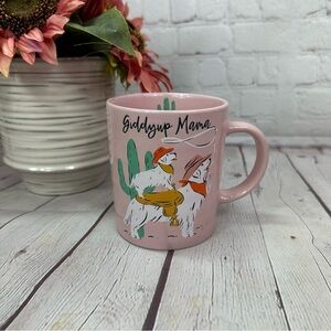 NWT prima design Giddyup Mama Pink Mug western cowgirl cactus saddle lasso